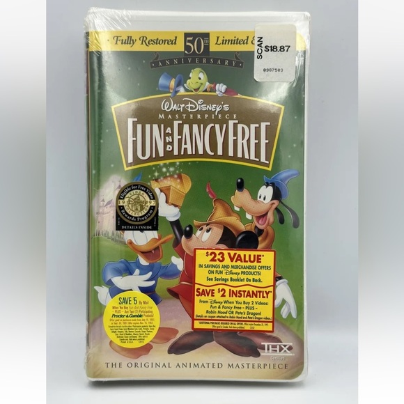 VHS: SEALED Walt Disney's Masterpiece "Fun and Fancy Free" 50th Anniversary - Picture 1 of 6